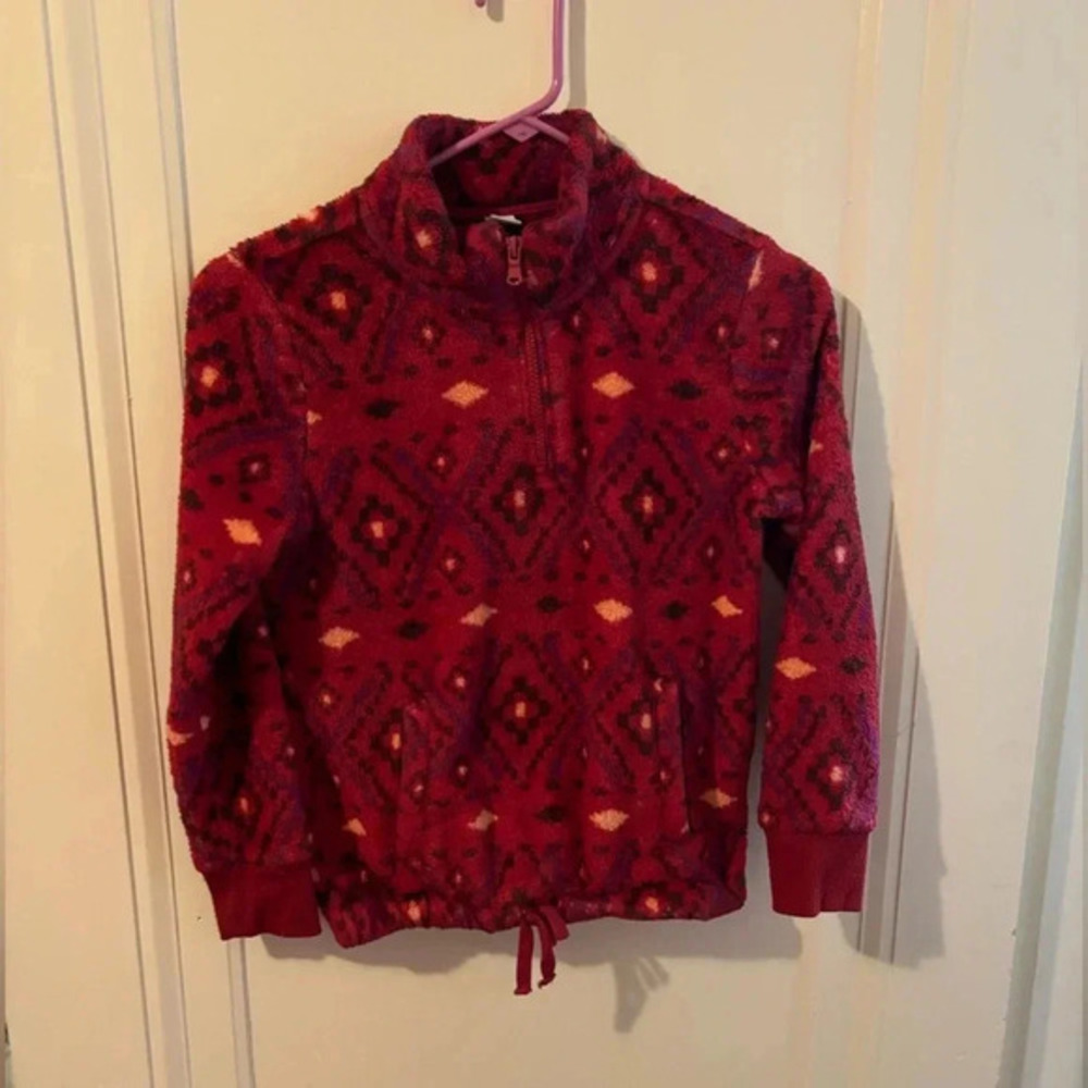 Old Navy Red Purple Half Zip Pullover Fleece Jacket large (10/12)